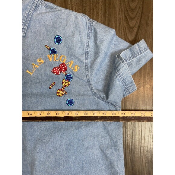 VTG Las Vegas Embroidered Casino Chip Gamble Button Shirt VS Collection Size XL - Picture 4 of 16